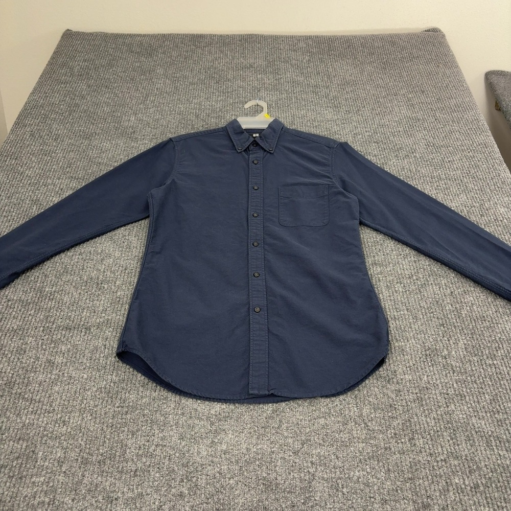Uniqlo Shirt Mens S Navy Blue Cotton Slim Fit Button Down Casual Preppy